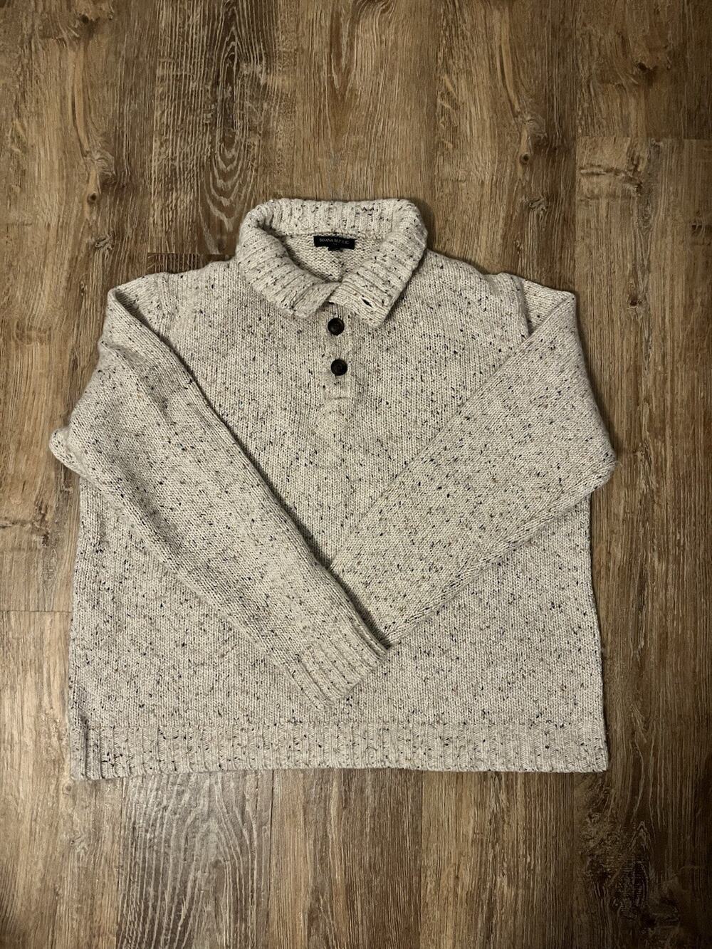Banana Republic Shawl Collar Sweater Men’s XL Beige Donegal Wool Blend
